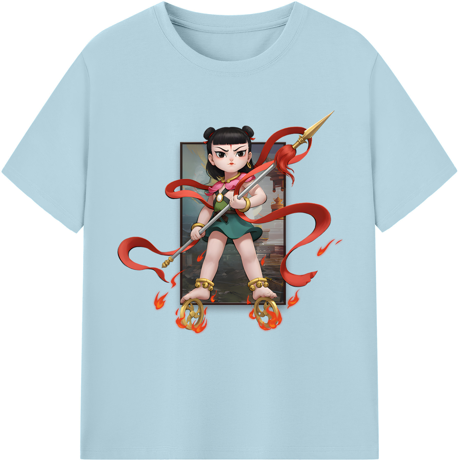 （画像用） Ne Zha 2 ナタ 魔童の大暴れ 綿100％半袖Tシャツ（フロントプリント）
